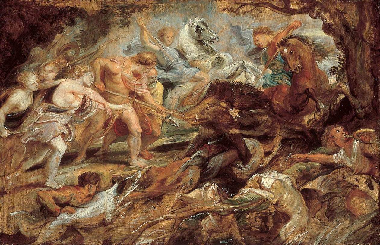 Meleager and Atalanta and the Hunt of the Calydonian Boar、study（ノートンサイモン美術館） 作： ピーター・ポール・ルーベンス
