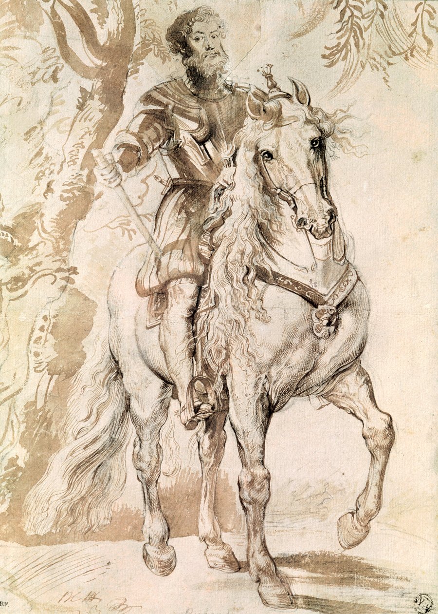 レルマ公爵（1553-1625）1603の乗馬の肖像画の研究 作： ピーター・ポール・ルーベンス