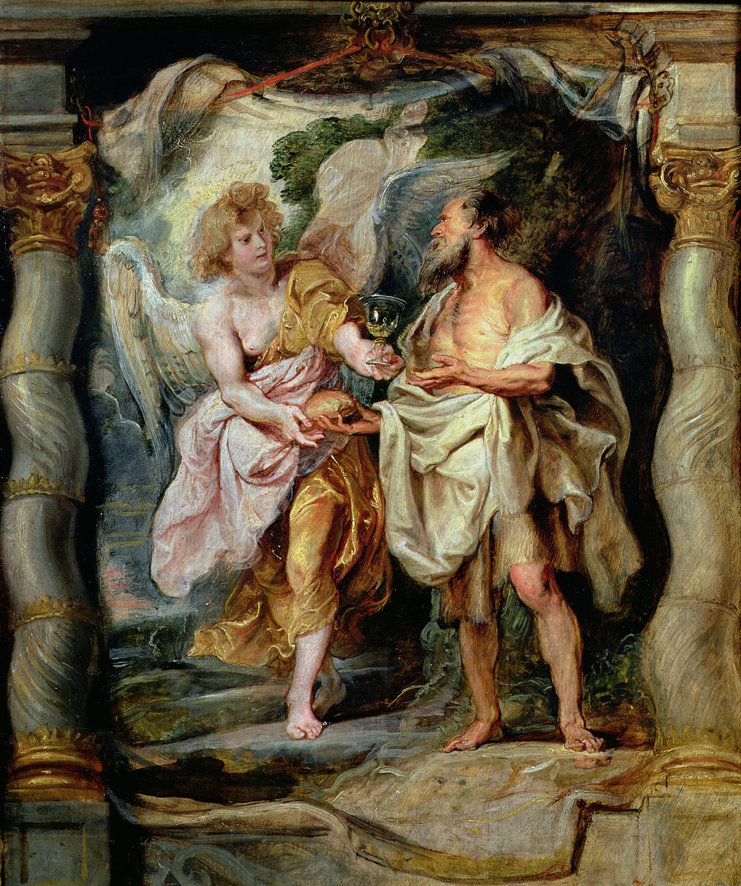 預言者エリヤと荒野の天使、1626-28年頃（パネル） 作： ピーター・ポール・ルーベンス
