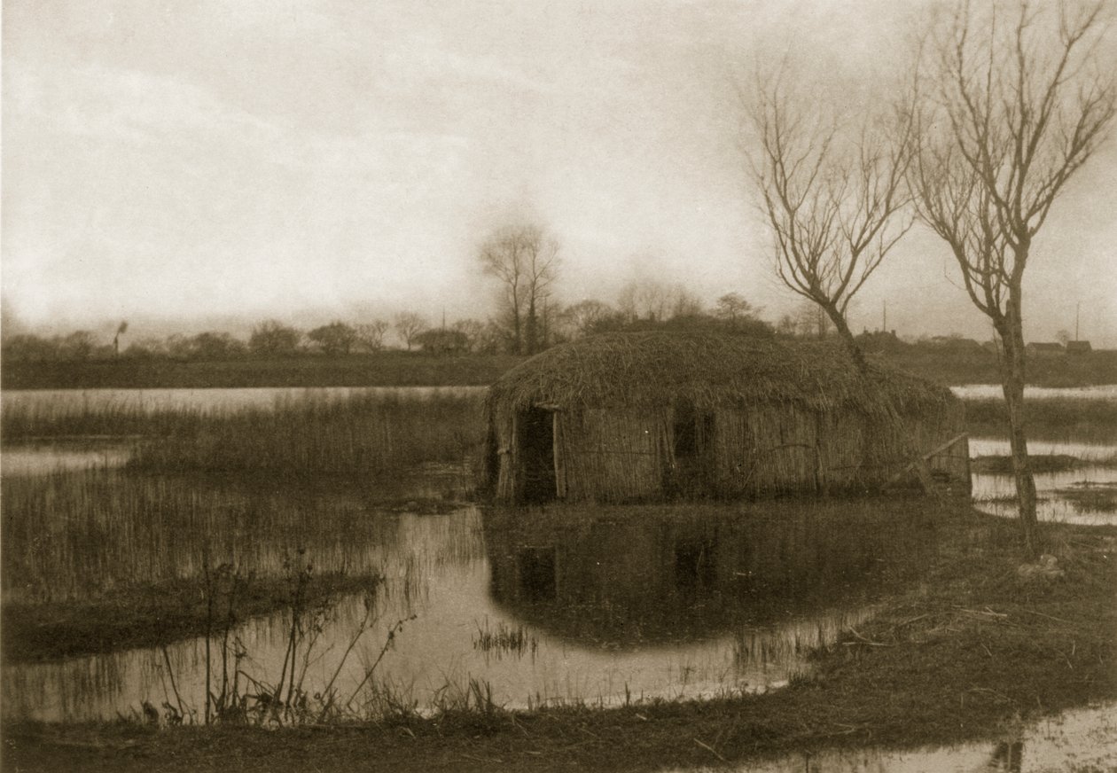 リードボートの家、ノーフォークブロードの生活と風景、1886年頃 作： ピーター・エマーソンとトーマス・グドール