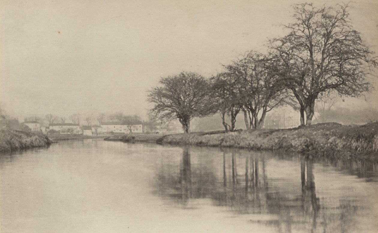 川辺の村」1890年～1891年、印刷は1893年。 作： ピーター・ヘンリー・エマーソン