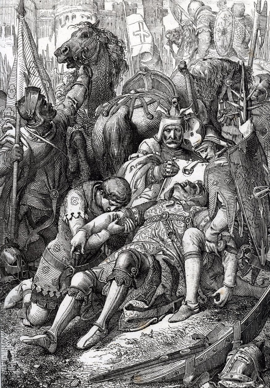 O rei Guilherme, o Conquistador, ferido por seu filho Roberto II da Normandia dit Courteheuse (1051-1134) na fortaleza de Gerberoy 作： ピーター・ヨハン・ネポマック・ガイガー