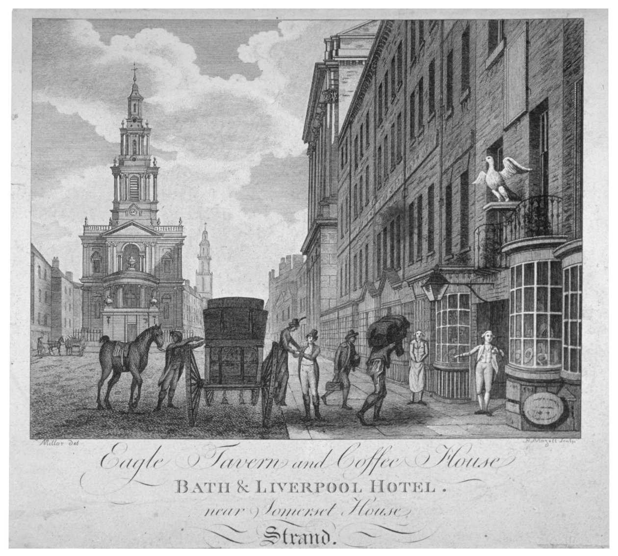 Eagle Tavern and Coffee Houseの外、バース＆リバプールホテル、ロンドン、c1800 作： ピーターマゼル
