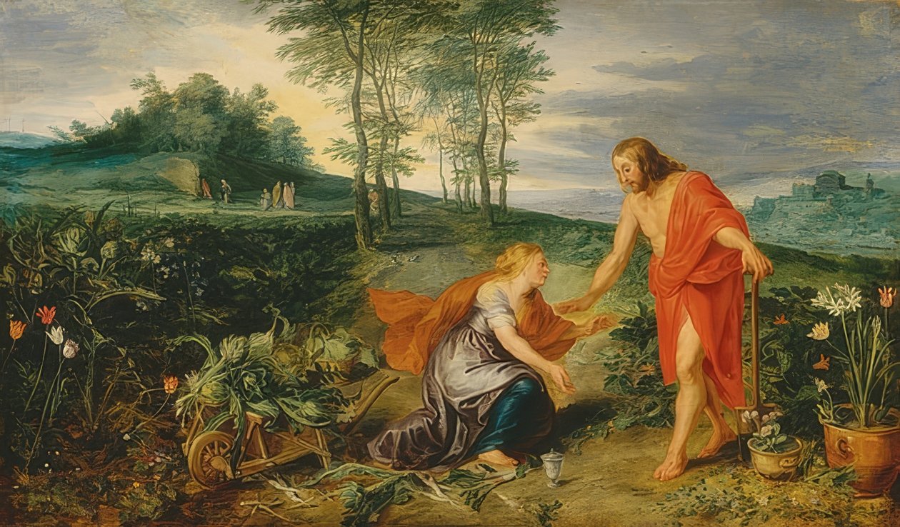 キリストはイースターの朝にメアリーマグダレンに現れます（Noli me tangere）。 1626年頃 作： ピーター・ポール・ルーベンス