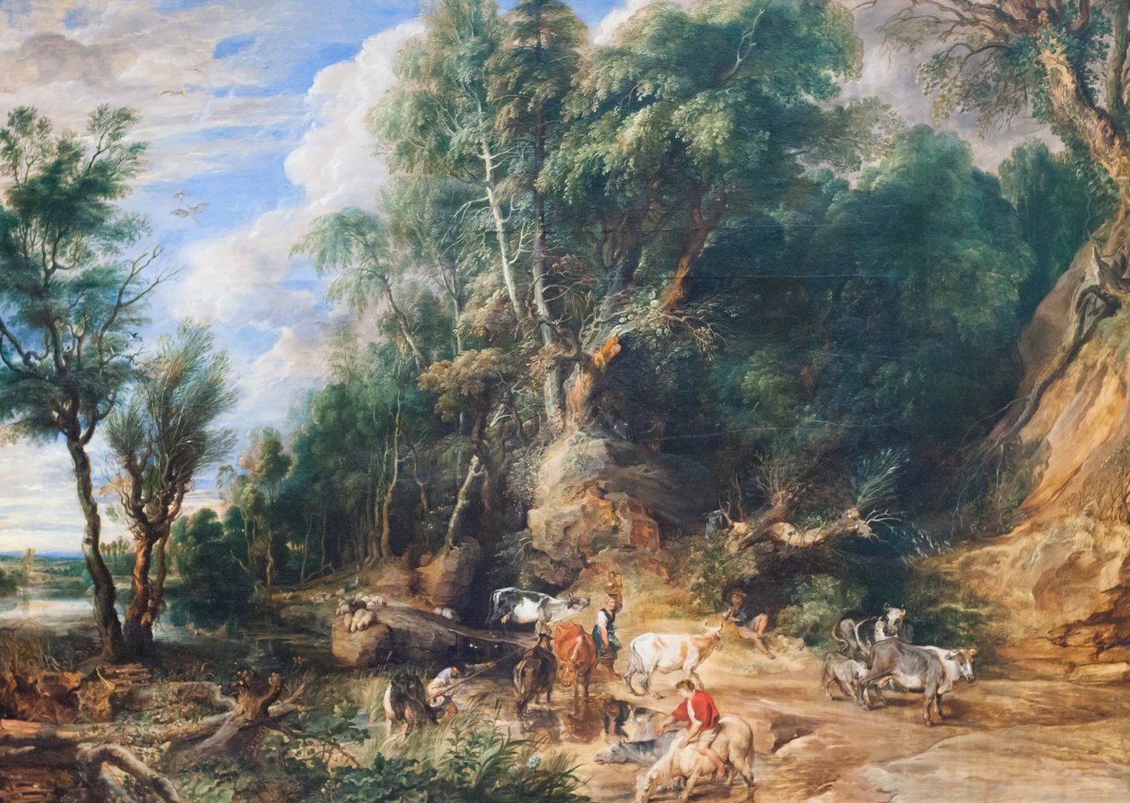The Watering Place、c.1615-22（オークに油彩） 作： ピーター・ポール・ルーベンス