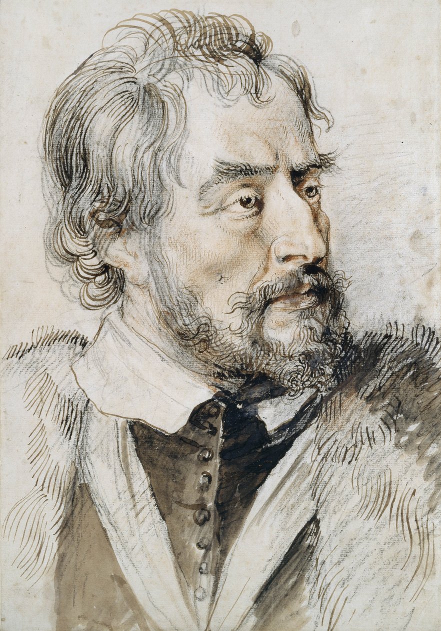 トーマス・ハワード（1585-1646）アランデルの第2伯爵（鉛筆、ペン、インク、紙で洗う） 作： ピーター・ポール・ルーベンス