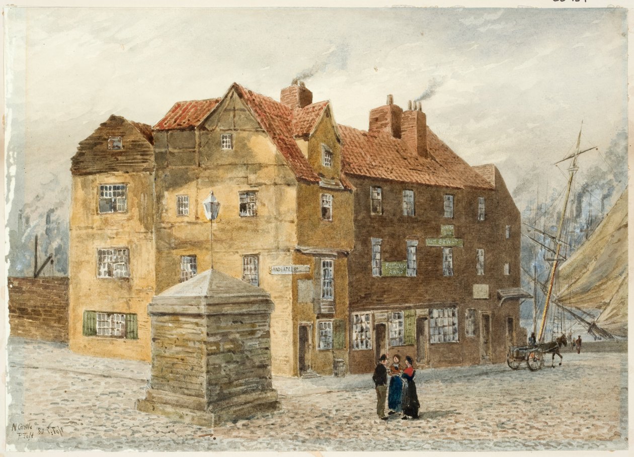 Sandgate (Portland Arms Inn) (カードに紙に鉛筆と水彩) 作： ピーター・ピーターセントフト