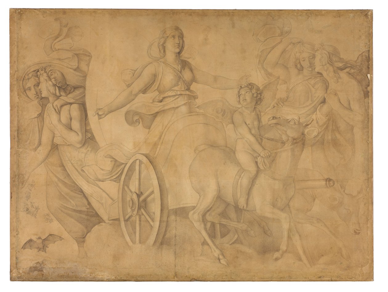 Der Abend (Der Wagen der Artemis). Karton zu den Deckenbildern der Münchner Glyptothek 作： ピーター・フォン・コーネリアス