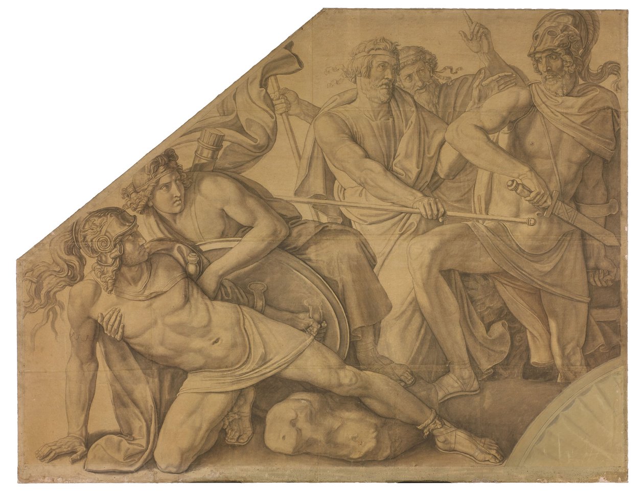 Der Zweikampf zwischen Ajax und Hektor. Karton zu den Deckenbildern der Münchner Glyptothek 作： ピーター・フォン・コーネリアス