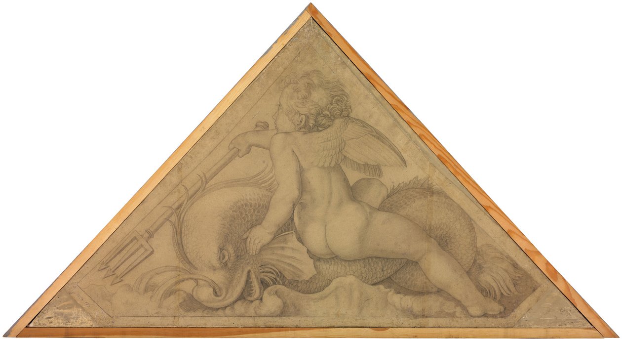 Eros mit dem Delphin (Element des Wassers). Karton zu den Deckenbildern der Münchner Glyptothek 作： ピーター・フォン・コーネリアス