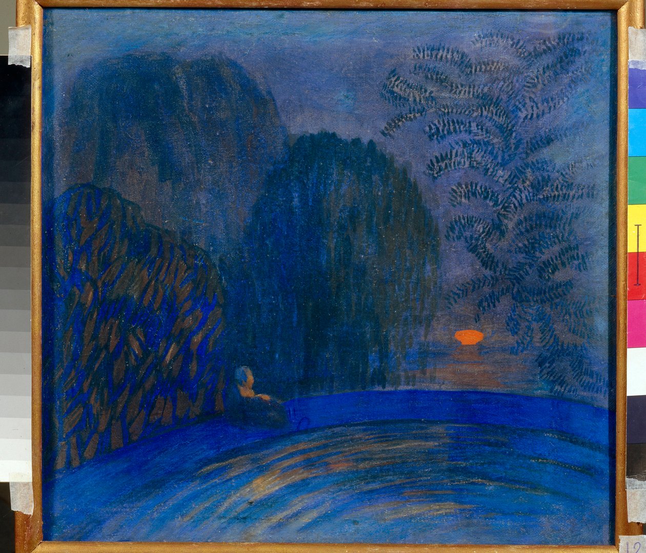 "Moon motif" 月の風景 ピョートル・サヴヴィチ・ウトキン（1877-1934）による絵画 1906年 薄暗い 46x44 cm テンペラ、キャンバス 個人蔵 作： Petr Savvic Utkin