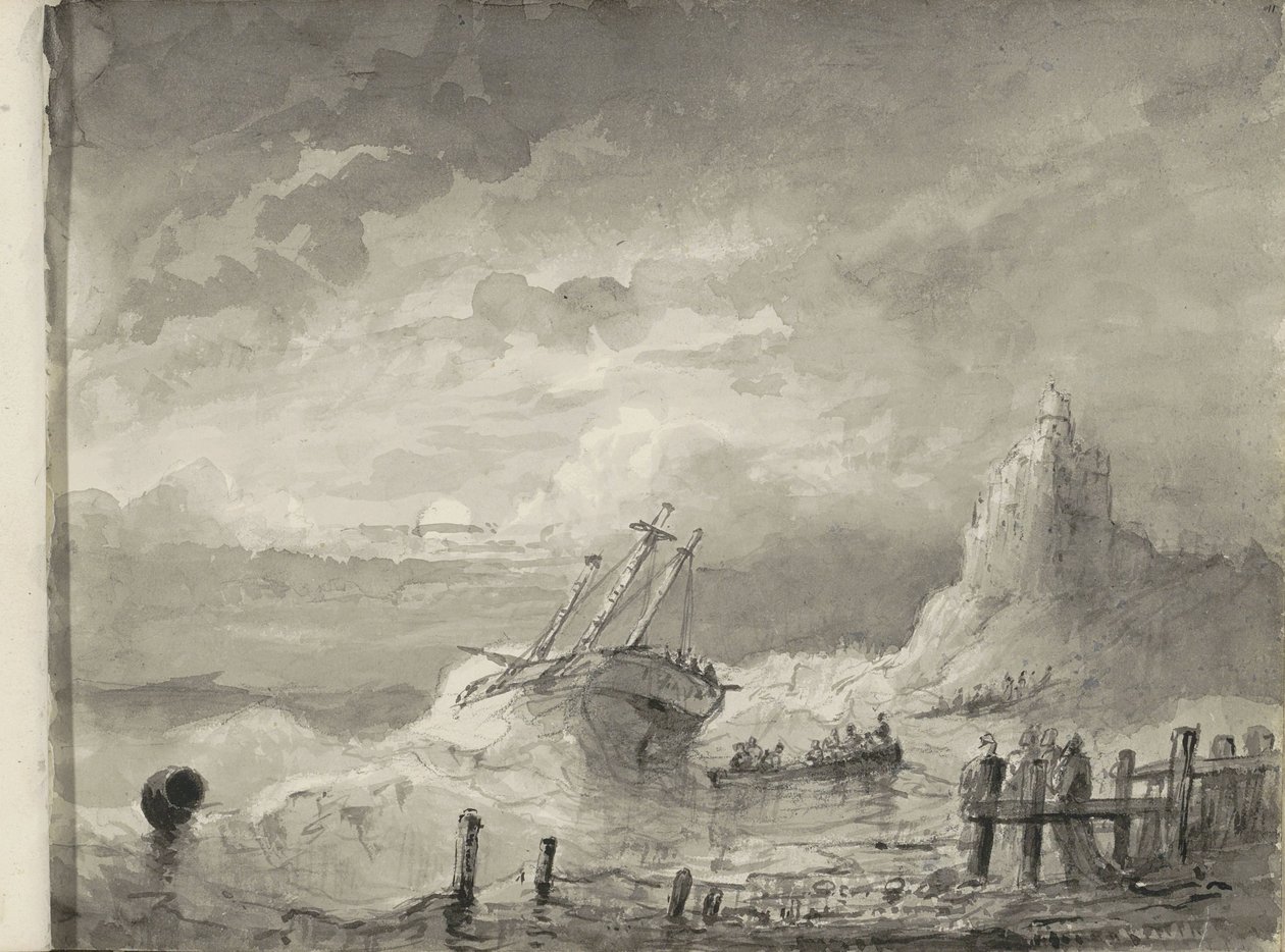 海岸沖で遭難した船 作： Petrus Johannes Schotel（サークル）