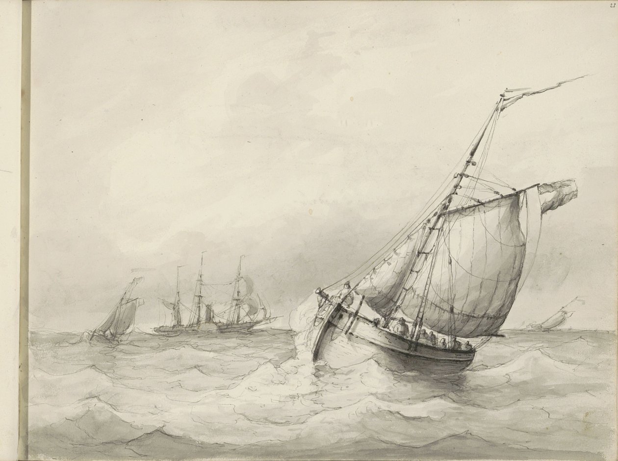 海での帆船 作： Petrus Johannes Schotel（サークル）