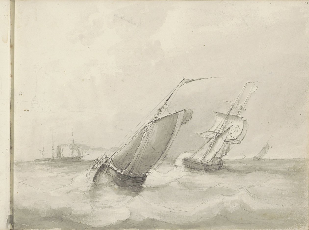 海での帆船 作： Petrus Johannes Schotel（サークル）