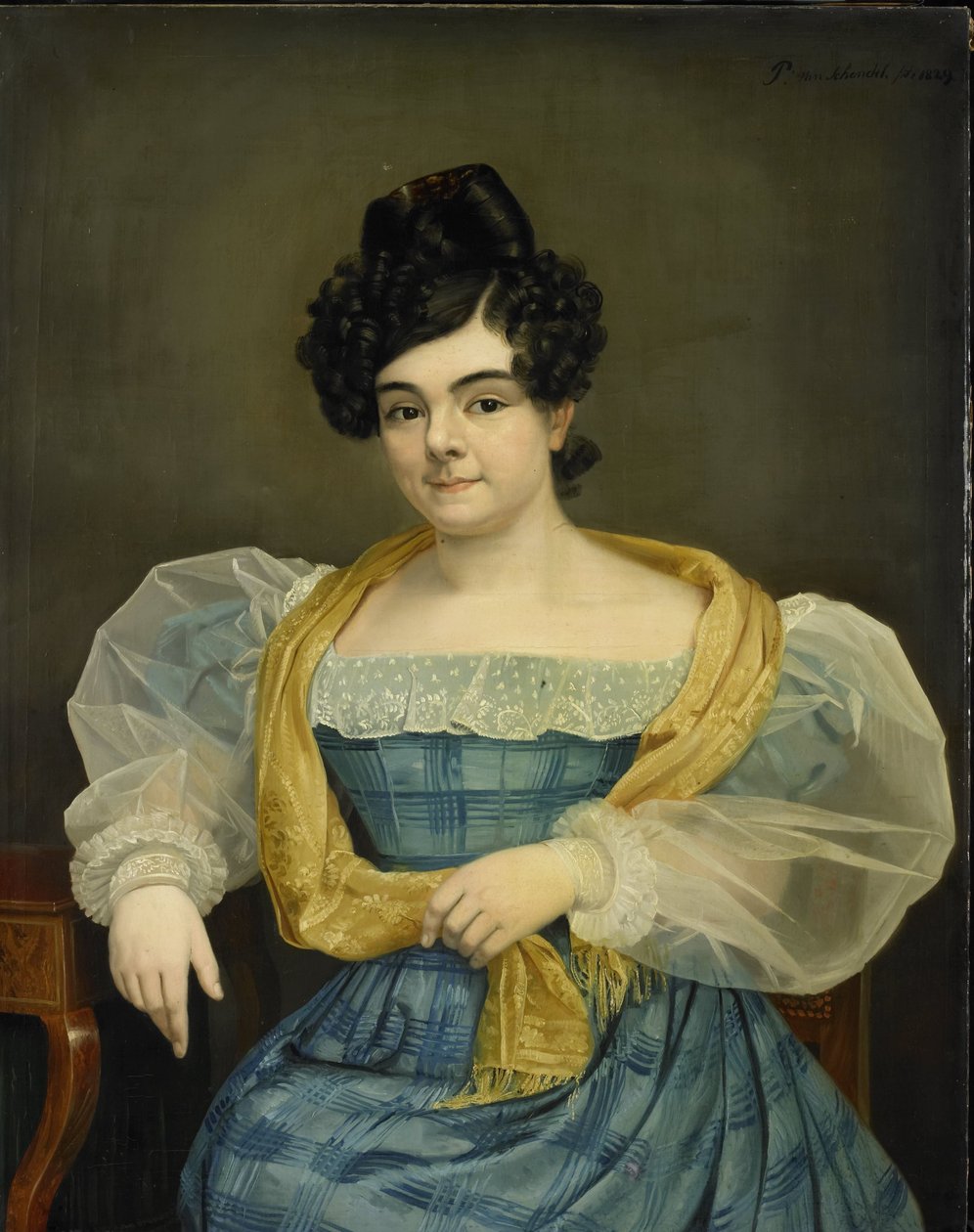 Adriana Johanna van Wijck、Johannes Ploos van Amstelの妻の肖像 作： ピーター・ヴァン・シェンデル