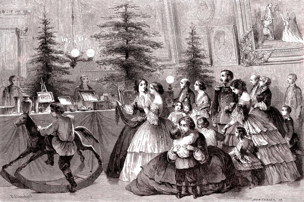 ロシア、サンクトペテルブルクのクリスマス。1861年（エングレーヴィング） 作： ファラモンドブランチャード