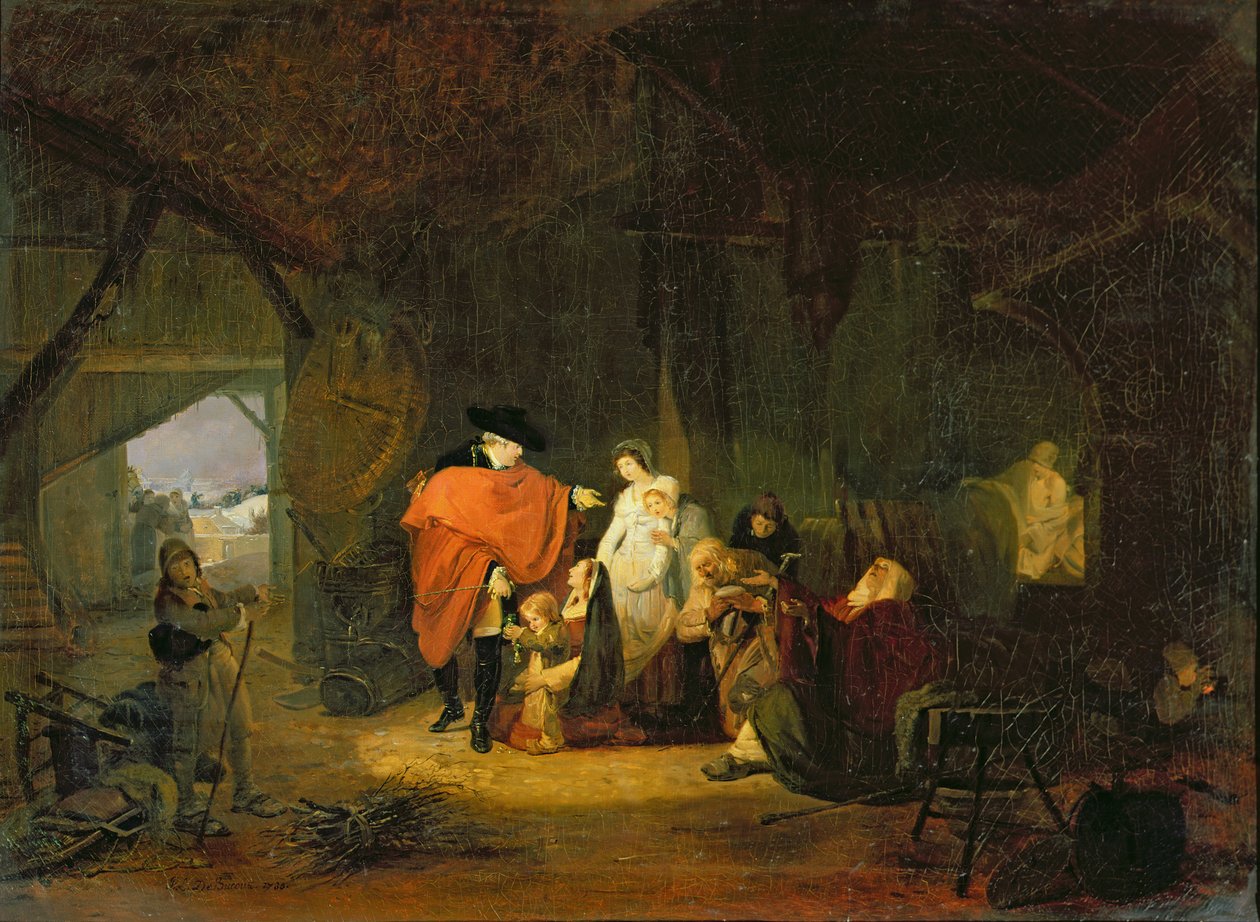 1784年、1785年の冬のルイ16世（1754-93）の優しさ 作： フィリベール・ルイ・デビューコート