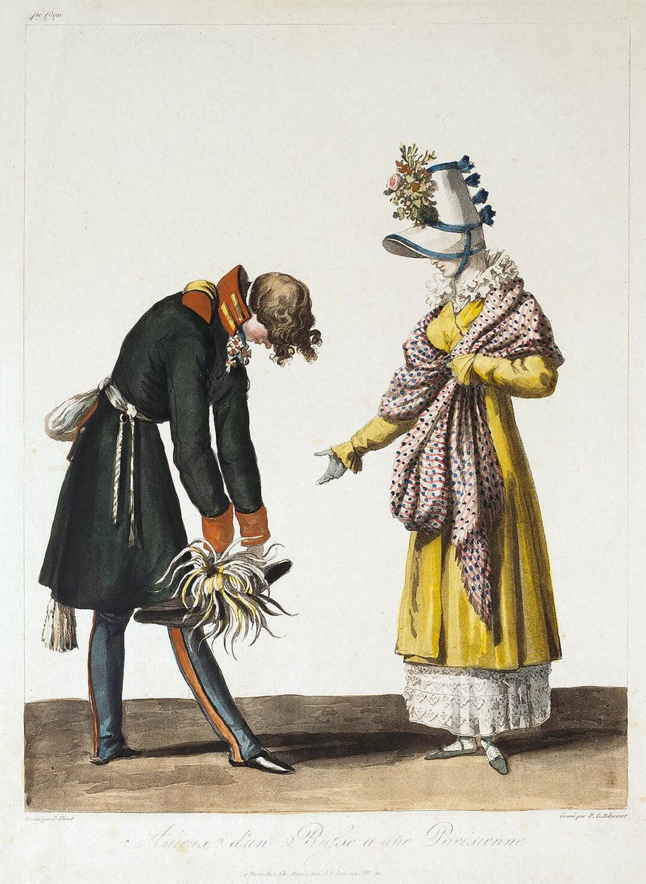 パリの女性とロシアの将校の別れ、1816年。 作： フィリベール・ルイ・デビューコート