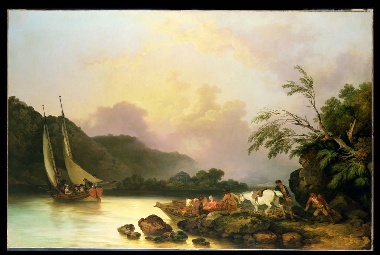 ベルアイル、ウィンダミア、穏やかな、1786年 作： フィリップ・ジャック・ド・ルーテルブール