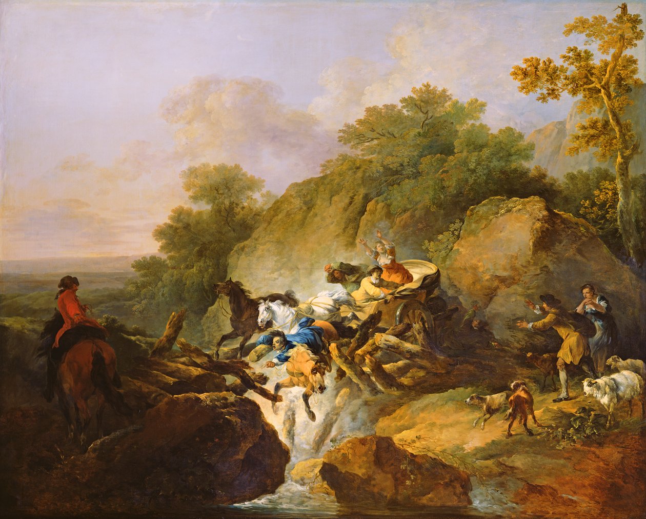 木製の橋の破裂、1770年頃 作： フィリップ・ジャック・ド・ルーテルブール