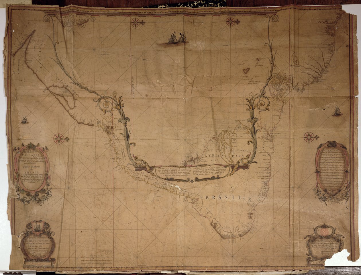 Ms 1288 f.25オランダの地図からのブラジルの地図、1637 作： フィリップ・ビンブーン