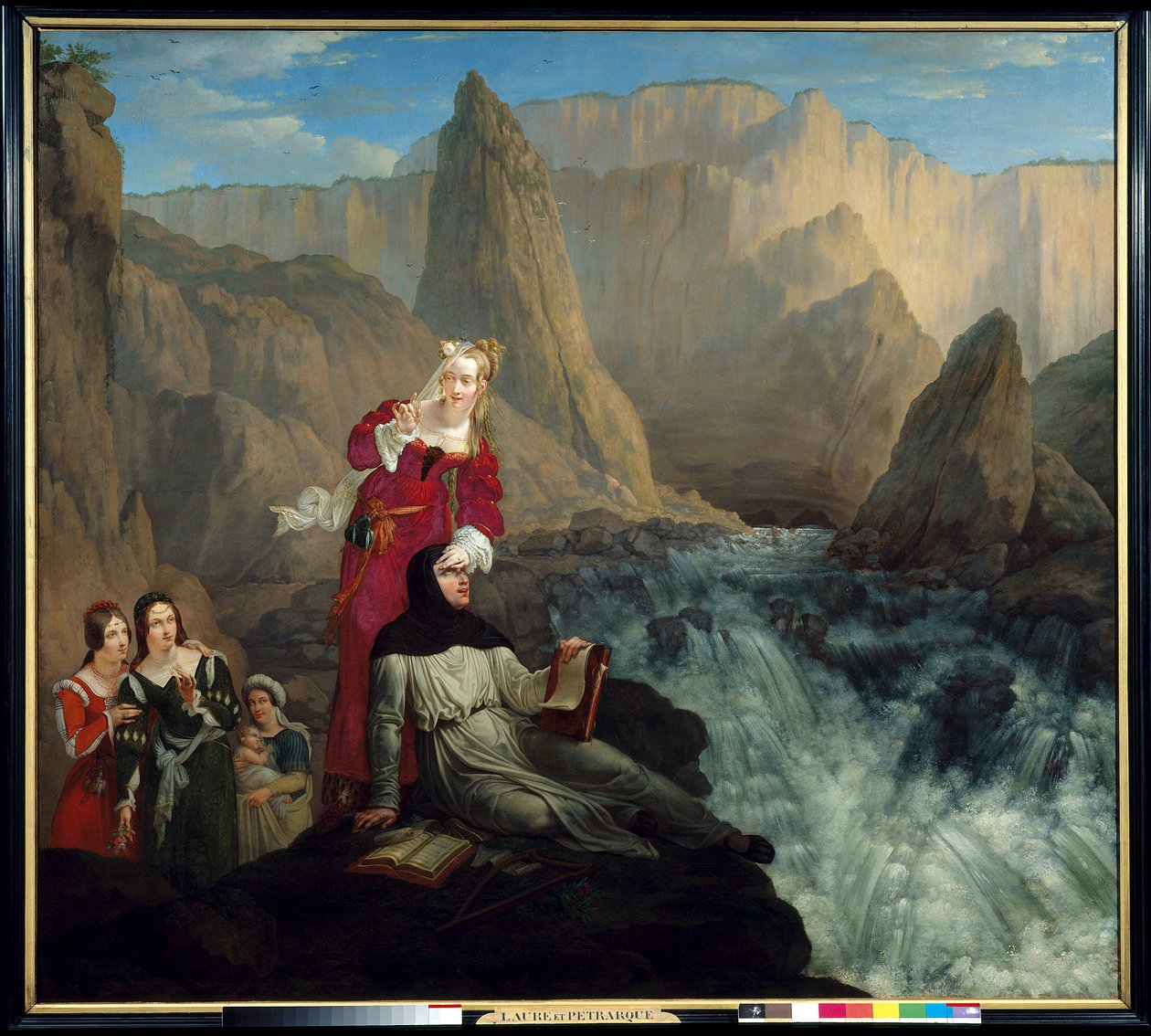 ロールとペトラルクからフォンテーヌ・ド・ヴォークルーズへ。Philippe Jacques（フィリップ・ジャック）Van Bree（1786-1871）の絵画 作： フィリップ・ジャック・ファン・ブリー