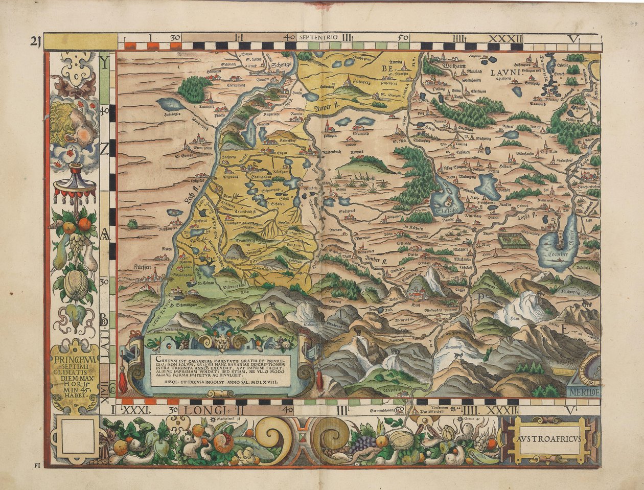 1568年のバイエルンの土地プレート（プレート21） 作： フィリップ・アピアン