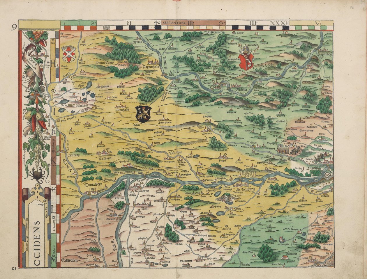 1568年のバイエルンの土地プレート（プレート9） 作： フィリップ・アピアン