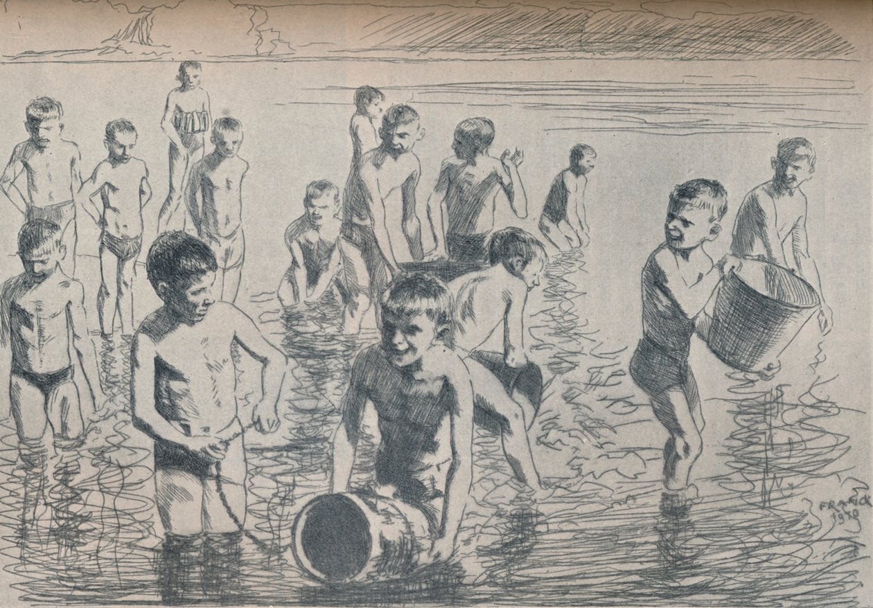 男の子の入浴、c1911 作： フィリップ・フランク