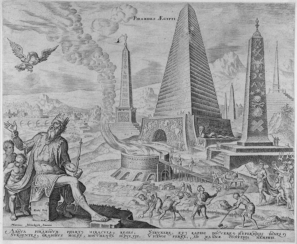 1572年のマールテンファンヘームスケルク後の世界の第8の驚異のシリーズからのエジプトのピラミッド 作： フィリップ・ガレ