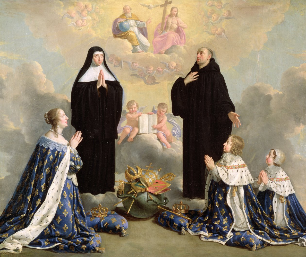 オーストリアのアン（1601-66年）と聖ベネディクトと聖スコラスティカとの祈りの子供たち、1646年 作： フィリップ・ド・シャンペーン