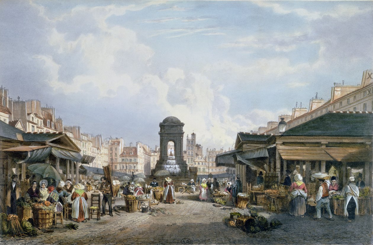 マルシェデイノセントの眺め、c.1840-45 作： フィリップ・ブノア
