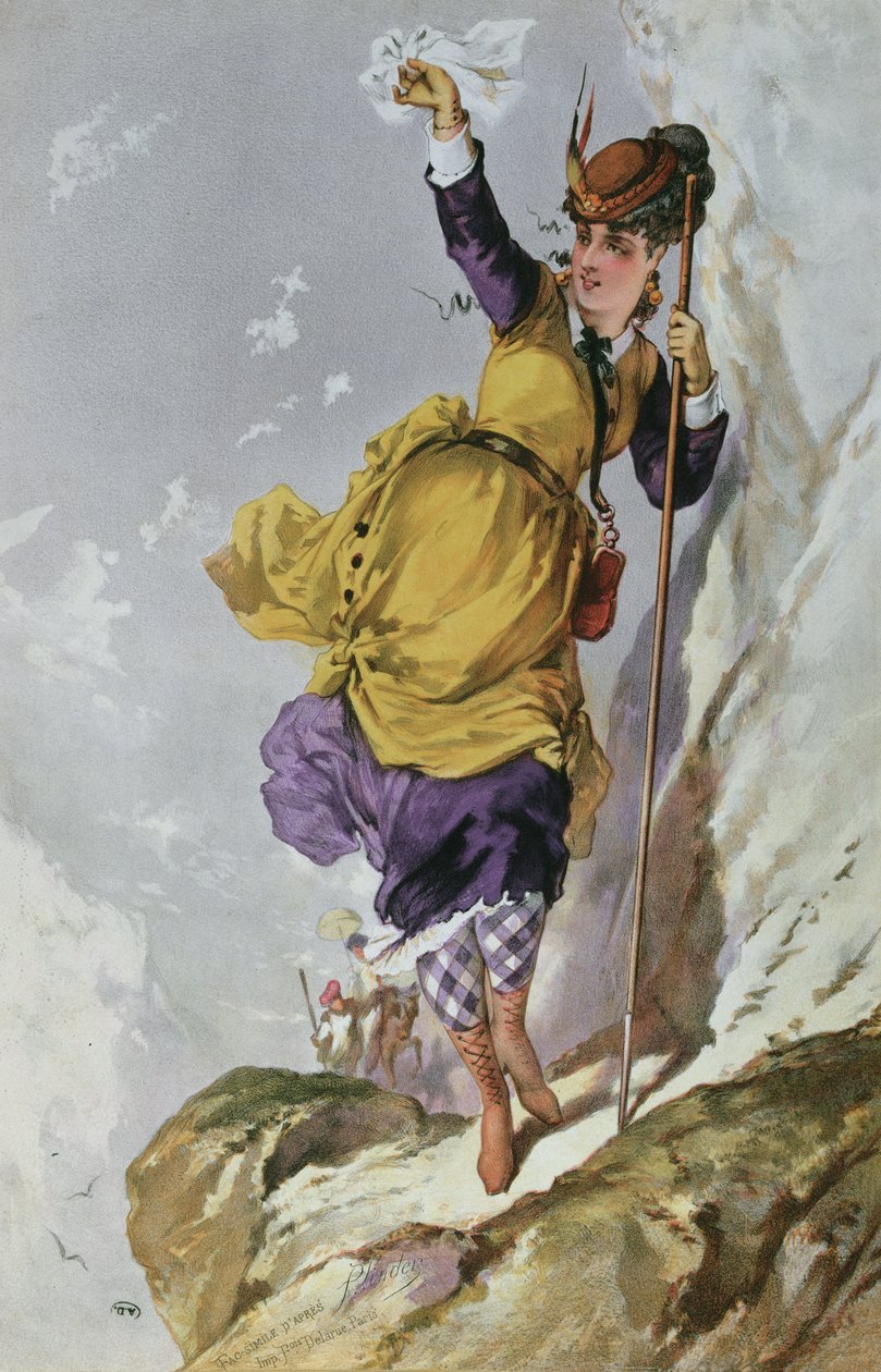 女性の登山、1860-70年頃 作： リンダーの後のフィリップ・ジャック