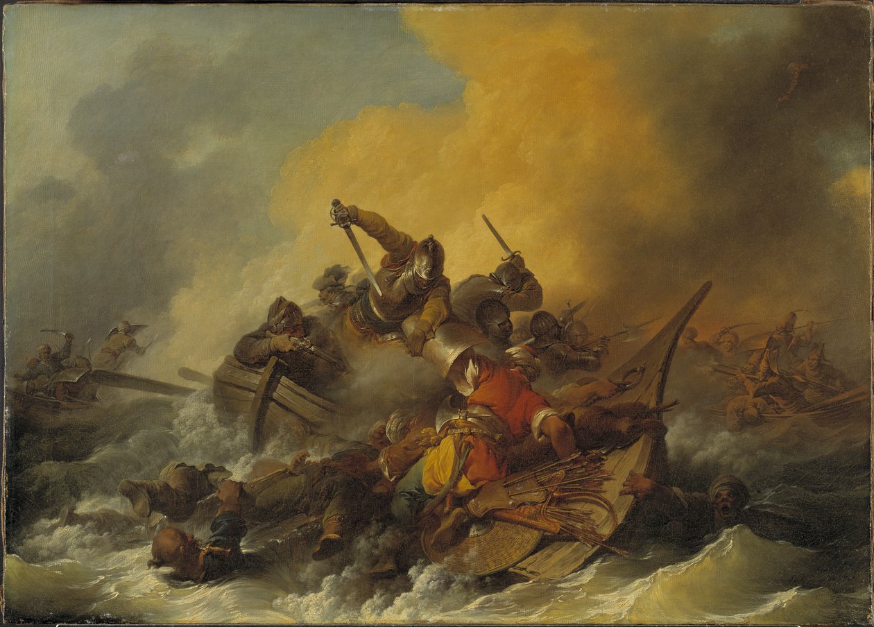 兵士とオリエンタル海賊団の間の海戦、1767 作： フィリップ・ジャック・ド・ルーテルブール