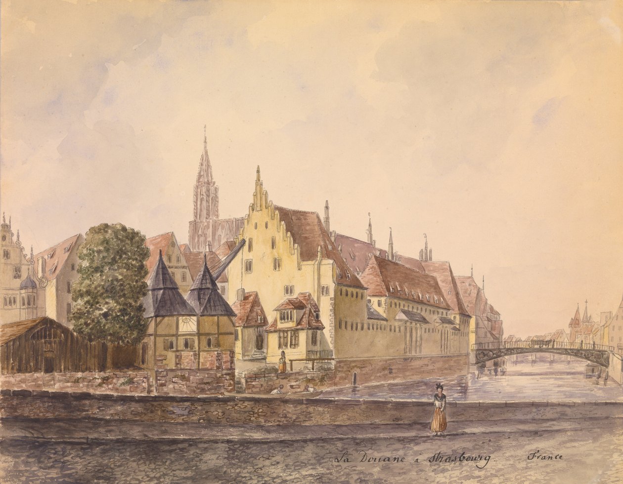 ストラスブールのドナウ川（紙に水彩） 作： Philippe-Auguste de Peellaert