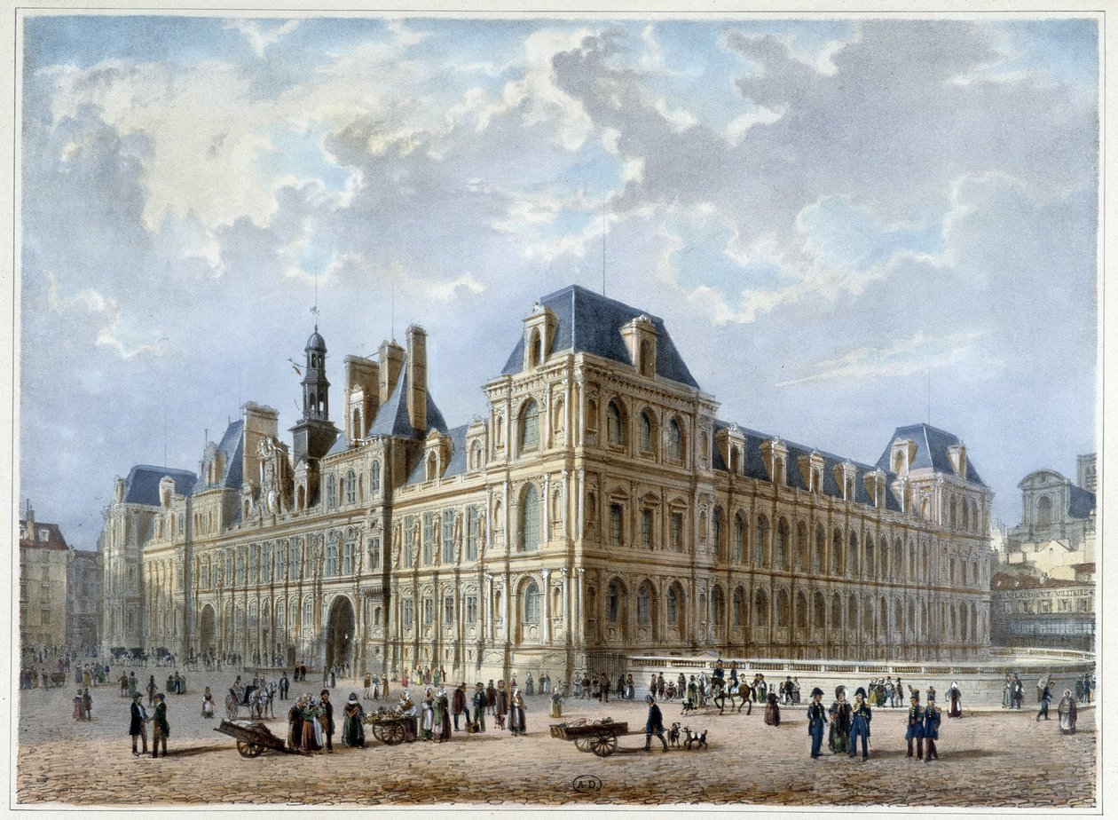 ロテル・ド・ヴィル（1840年頃、ジャコテとブノワが設計した「パリとその周辺のプロムナード」内 作： フィリップ・ブノア