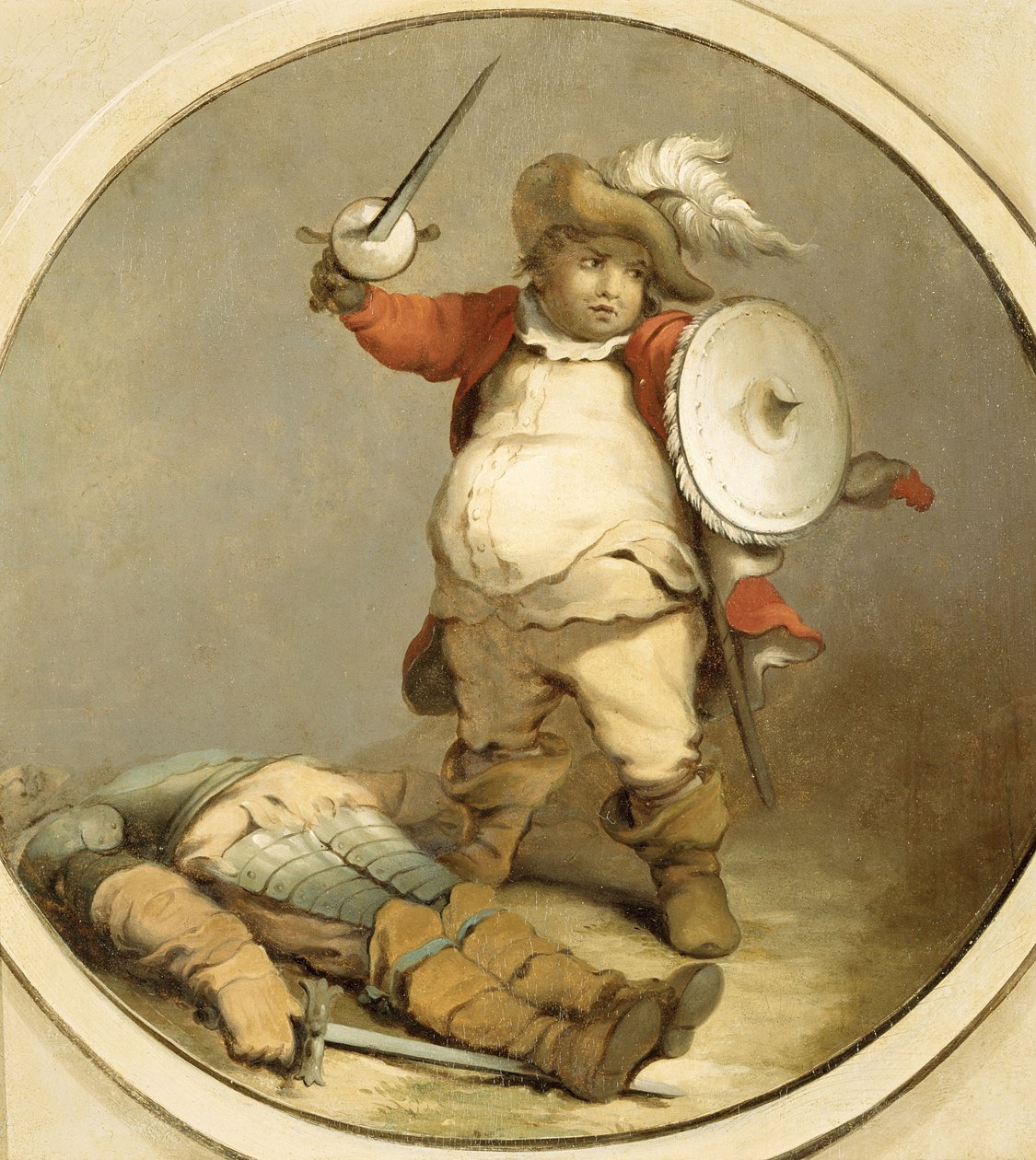 ホットスパーの体を持つファルスタッフ、c.1786（紙に油彩） 作： フィリップ・ジャック・ド・ルーテルブール