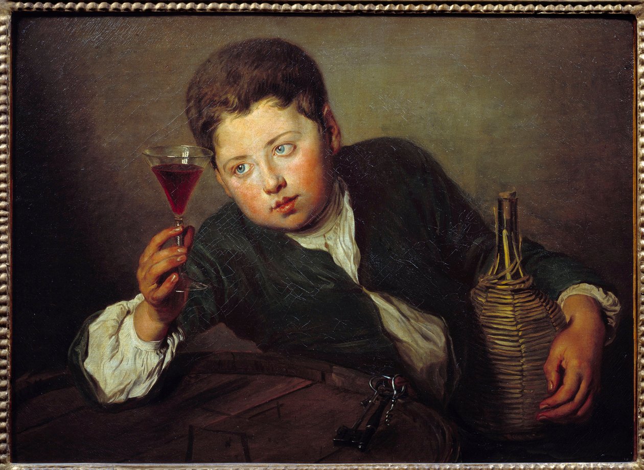 Le jeune degustateur フィリップ・メルシエ（1689-1760）の絵画（ec.angl.） 18世紀 日0.5x0.67m 作： フィリップメルシエ