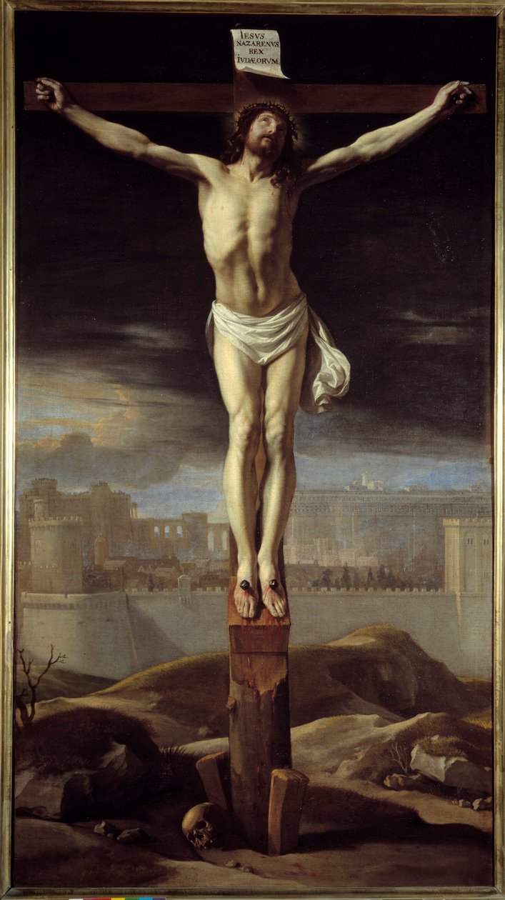 十字架上のキリスト。Philippe De Champaigne（1602-1674）の絵画 Ec.Flam. 作： フィリップ・ド・シャンペーン