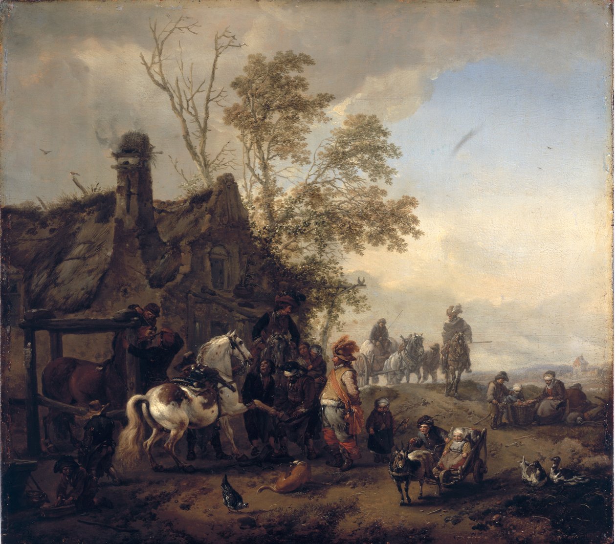 スミシーの外のまだらの馬 作： Philips Wouwerman