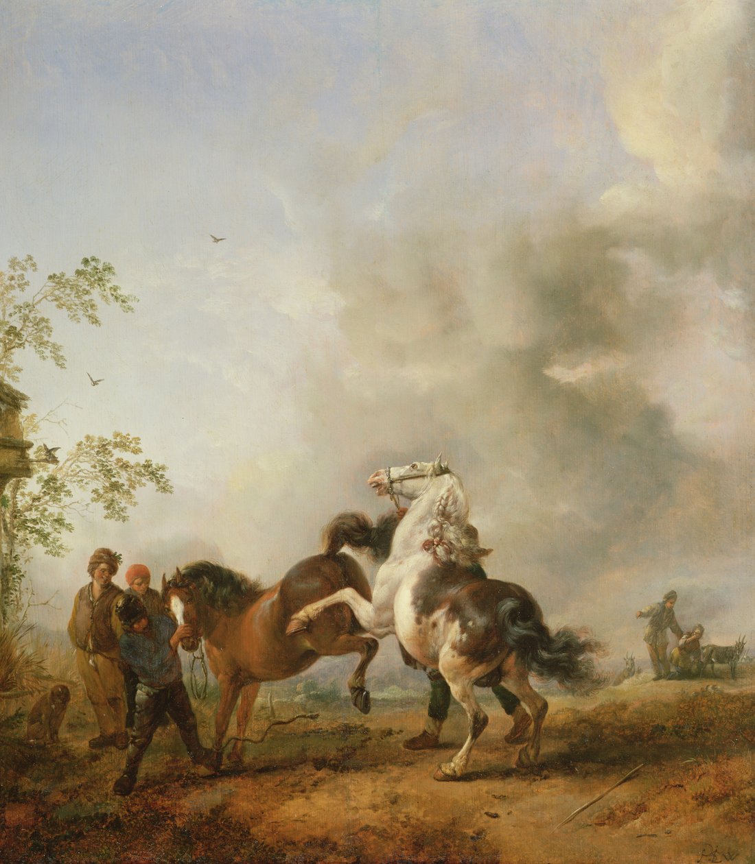 家の前の馬と種牡馬 作： Philips Wouwerman