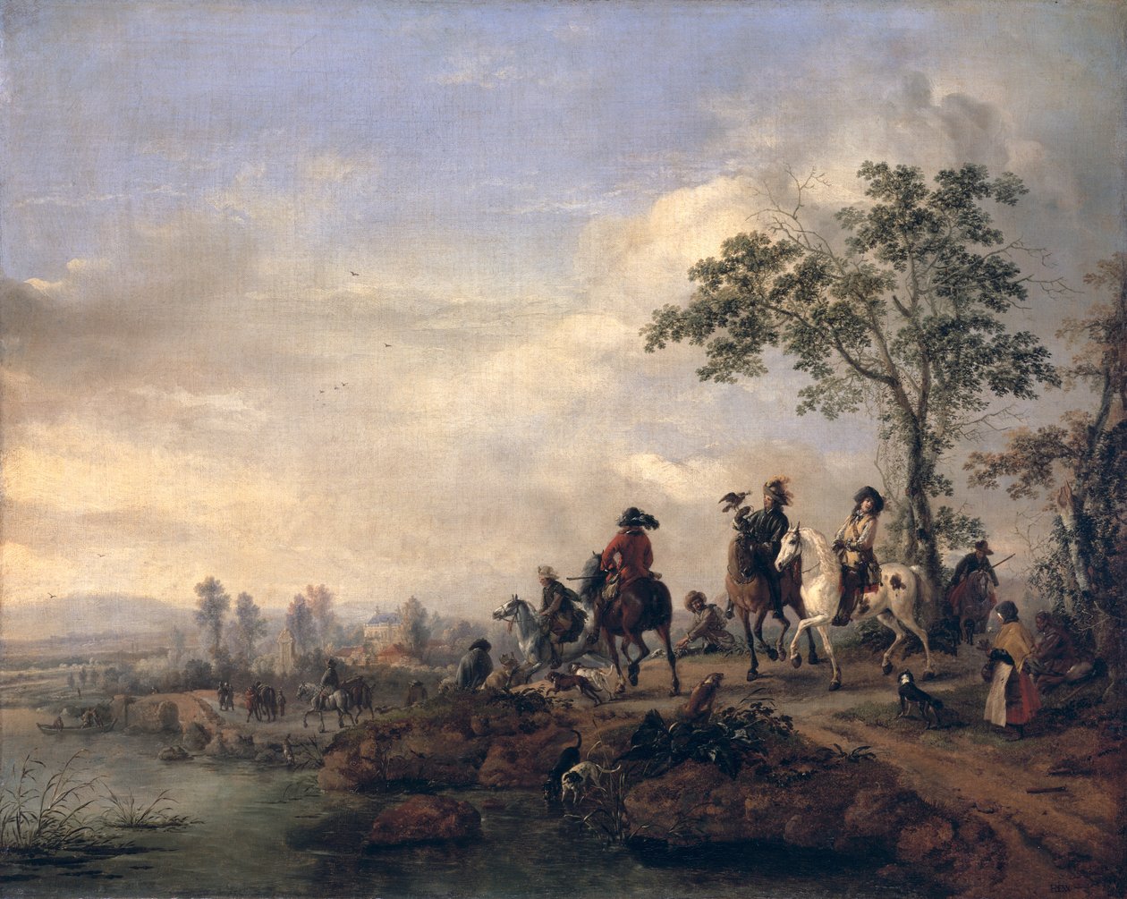 鷹狩りが狩りから帰る、1658-60 作： Philips Wouwerman