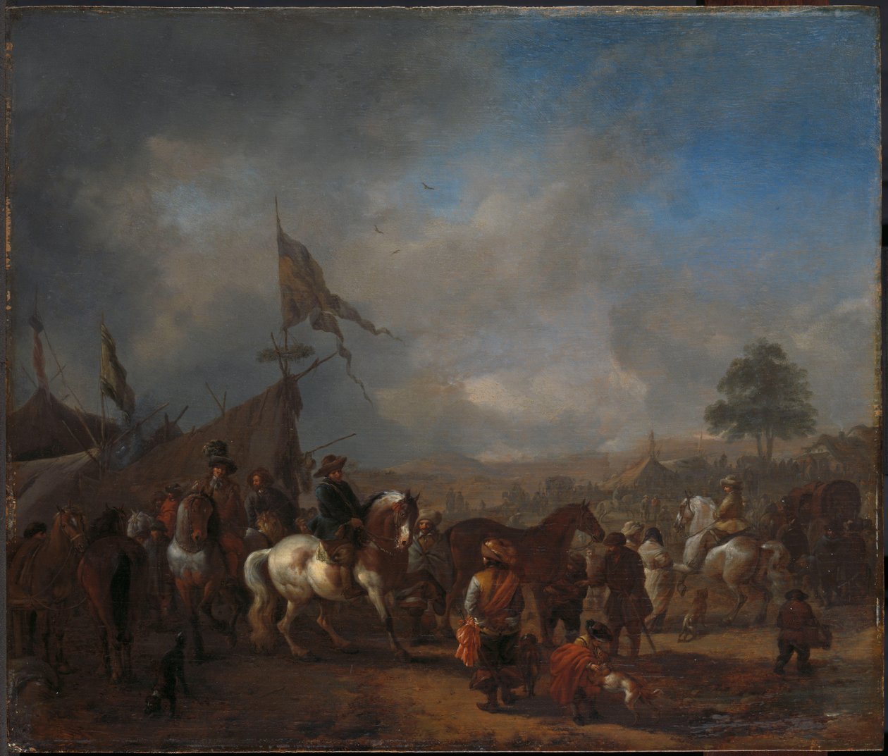 陸軍キャンプ近くのホース フェア 作： Philips Wouwerman