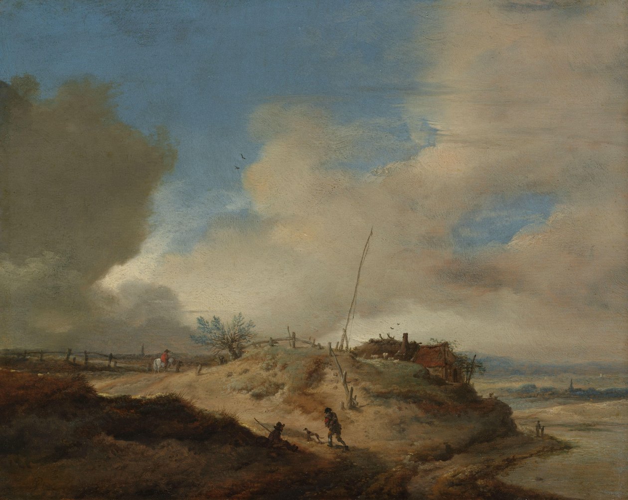 標識のある砂丘の風景 作： Philips Wouwerman