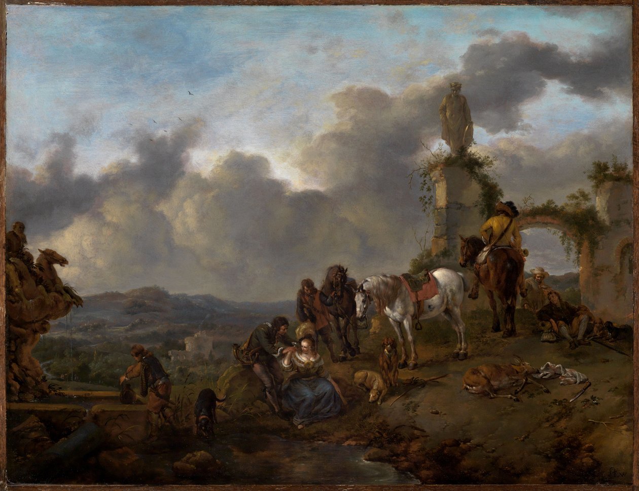 休息する狩猟隊 作： Philips Wouwerman