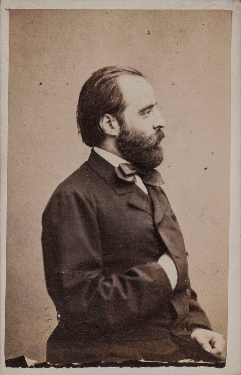 指揮者で作曲家のアンジェロ マリアーニの肖像 (1821～1873 年)。 作： 写真スタジオGiulioRossiとGiovanBattistaSciutto。