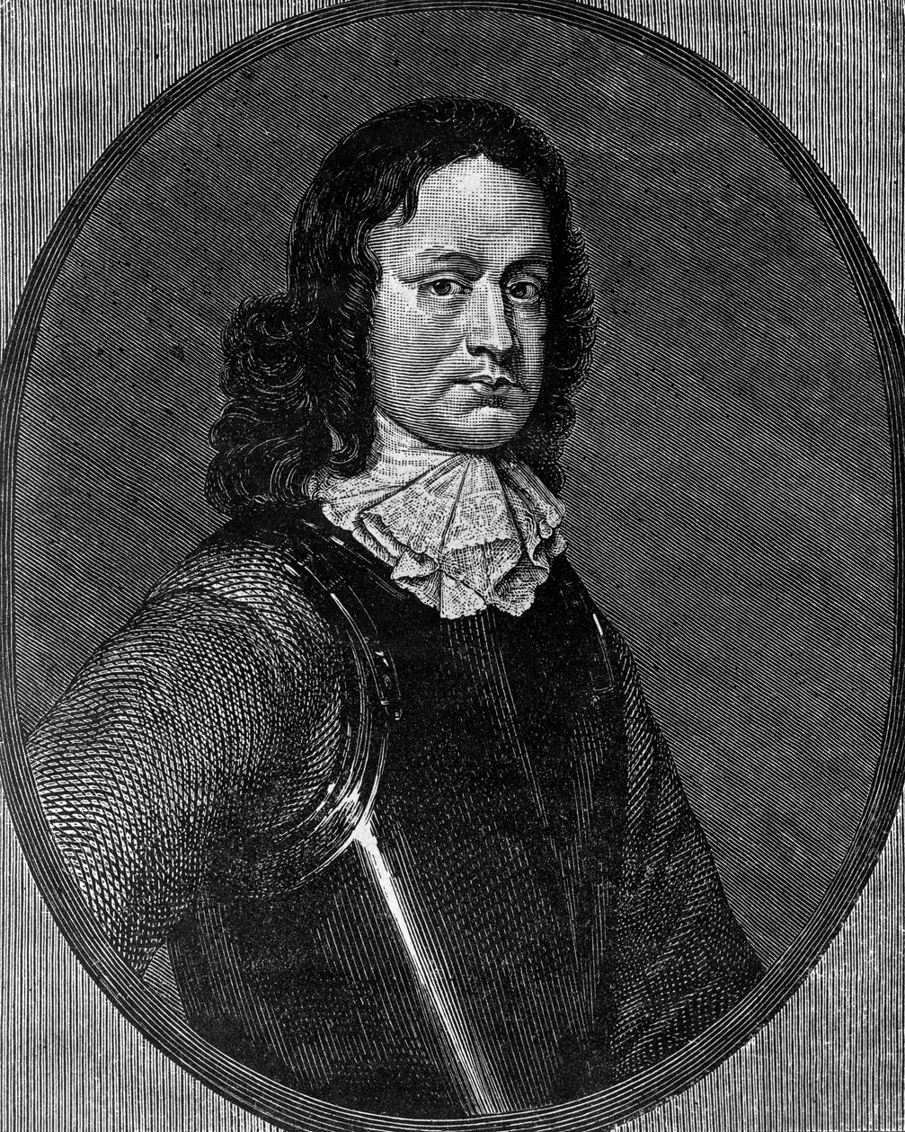 ジョン・ハンプデン（1595年頃～1643年）の肖像（イギリスの政治家）、エングレーヴィング 作： ブレーズ・ニコラ・ル・スール