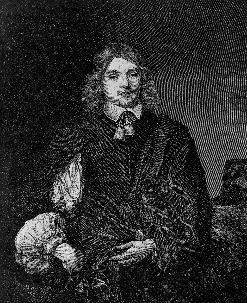 イギリスの作家、政治家、軍人で、1642年から1643年まで国務長官を務めた第2子爵フォークランド・ルシウス・カリー（1610年頃～1643年）の肖像、エングレーヴィング 作： ブレーズ・ニコラ・ル・スール