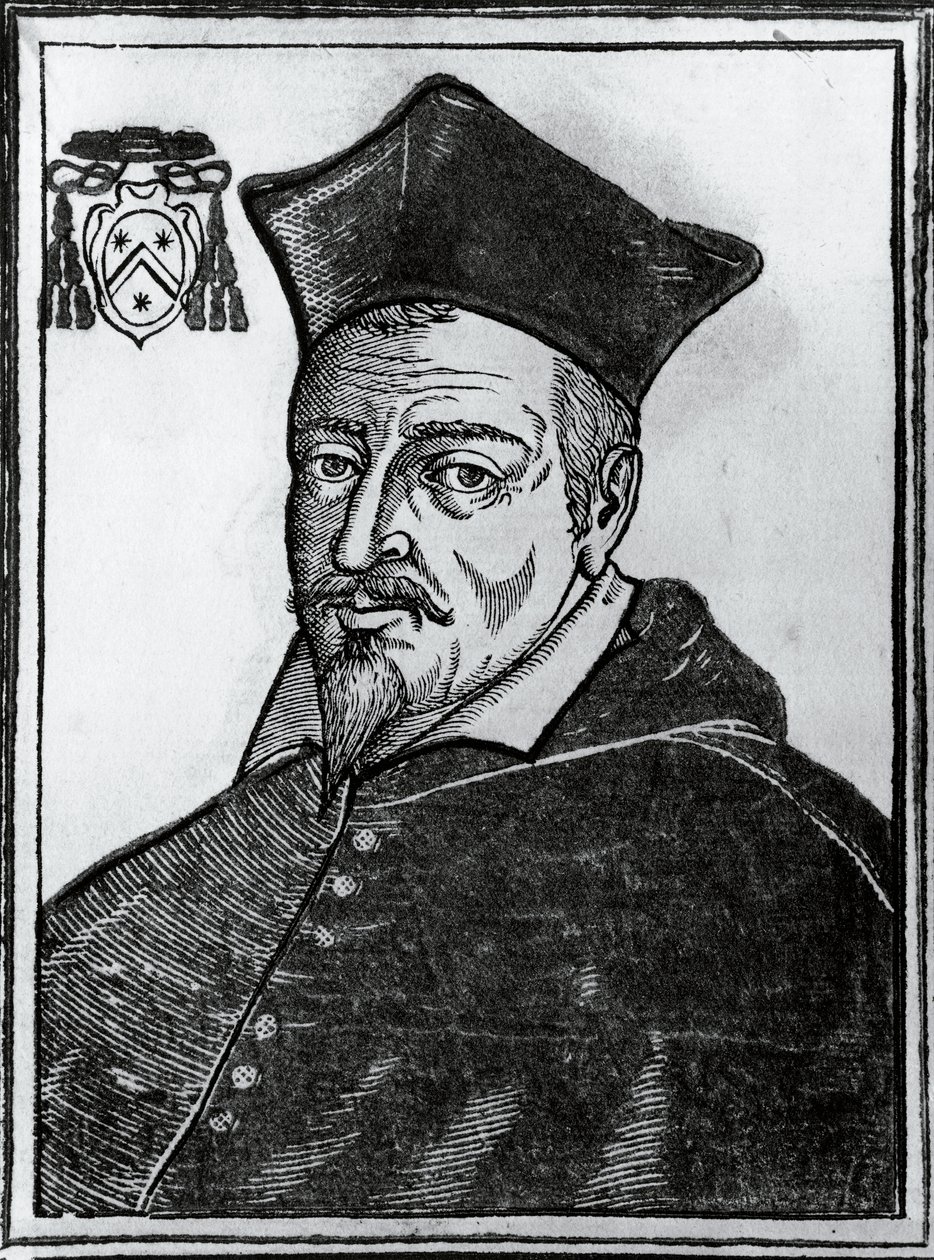 フランスのカトリック神学者・枢機卿ピエール・ド・ベルーレ（1575-1629）の肖像、プリント 作： ブレーズ・ニコラ・ル・スール