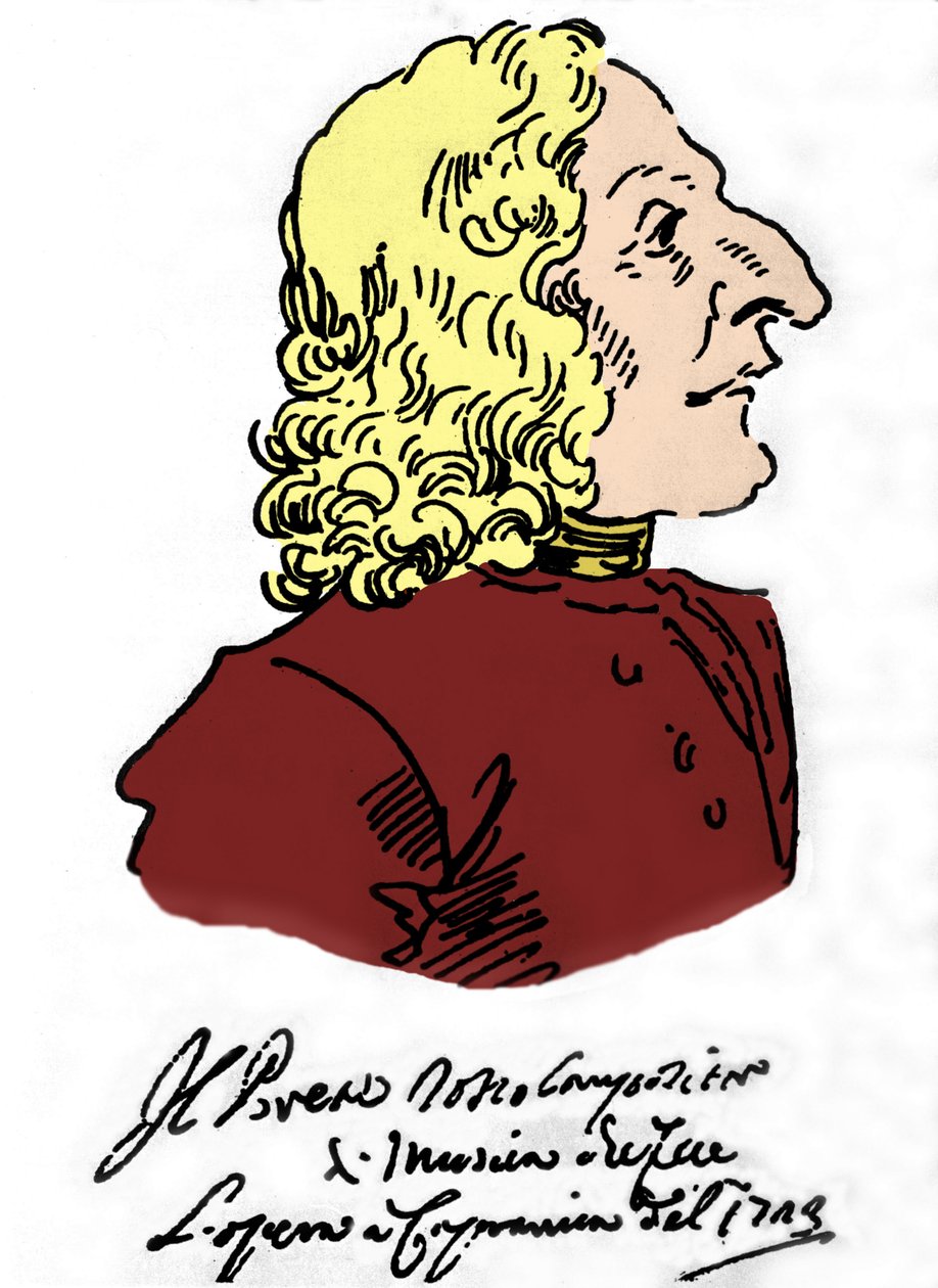アントニオ・ヴィヴァルディ（1678 - 1741）、ピエール・レオーネ・ゲッツィ（1674 - 1755）の漫画 作： ピアレオーネゲッツィ